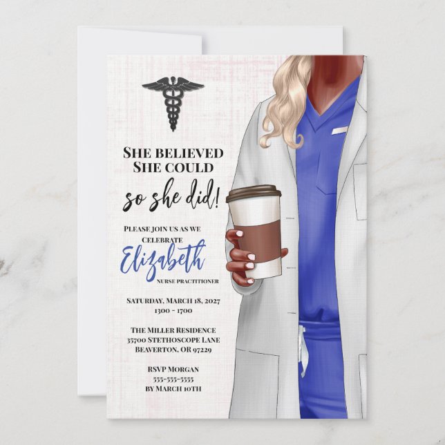 White Coat Médicale School Graduation Invitation (Devant)