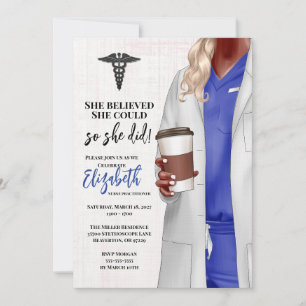White Coat Médicale School Graduation Invitation