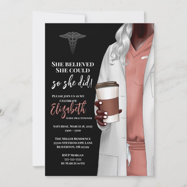 White Coat Médicale School Graduation Invitation (Devant)