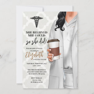 White Coat Médicale School Graduation Invitation