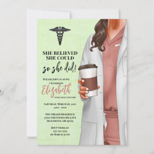 White Coat Médicale School Graduation Invitation