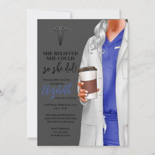 White Coat Médicale School Graduation Invitation