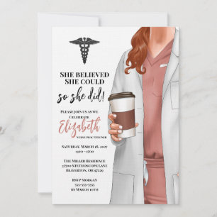 White Coat Médicale School Graduation Invitation