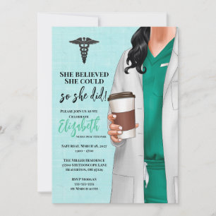 White Coat Médicale School Graduation Invitation
