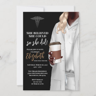 White Coat Médicale School Graduation Invitation