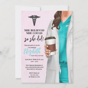 White Coat Médicale School Graduation Invitation