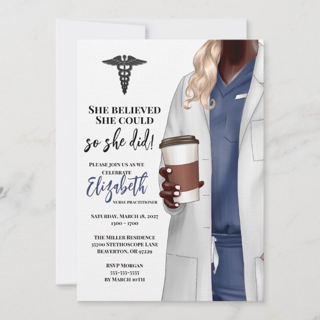 White Coat Médicale School Graduation Invitation (Devant)