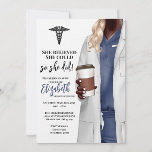 White Coat Médicale School Graduation Invitation