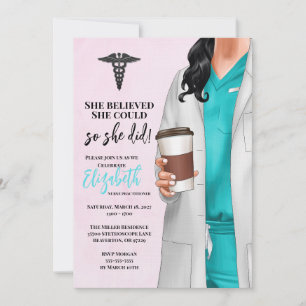 White Coat Médicale School Graduation Invitation