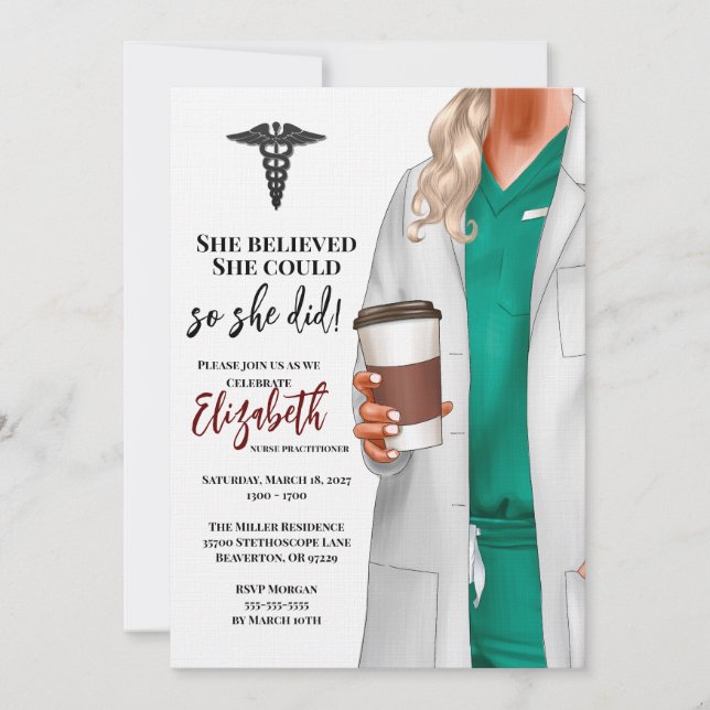 White Coat Médicale School Graduation Invitation (Devant)