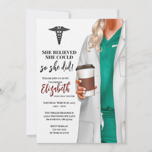 White Coat Médicale School Graduation Invitation