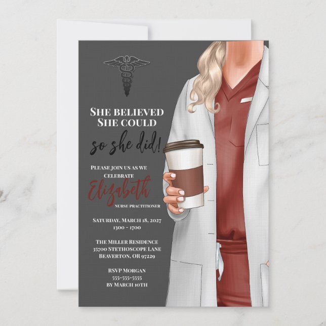 White Coat Médicale School Graduation Invitation (Devant)