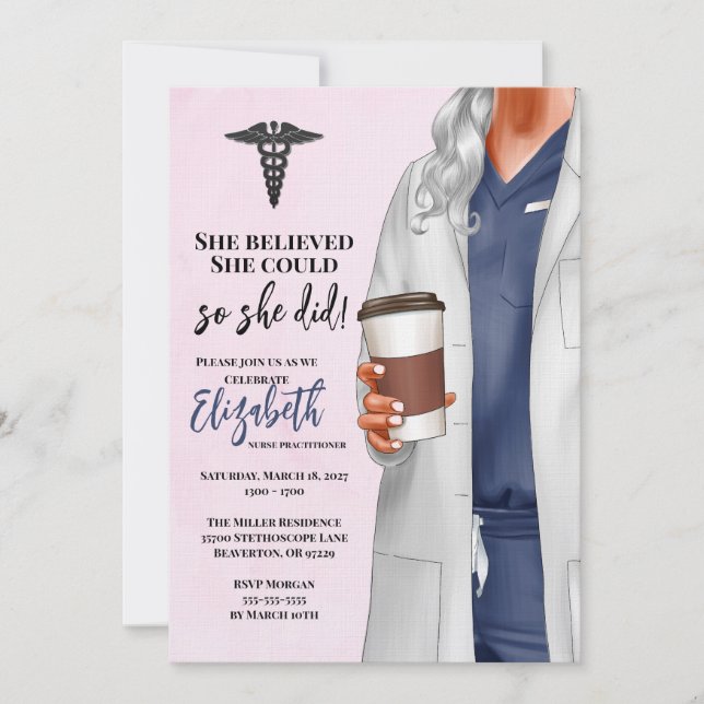 White Coat Médicale School Graduation Invitation (Devant)