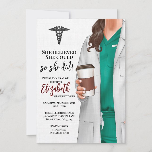 White Coat Médicale School Graduation Invitation (Devant)