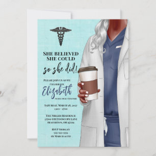 White Coat Médicale School Graduation Invitation