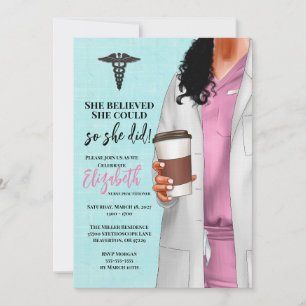 White Coat Médicale School Graduation Invitation