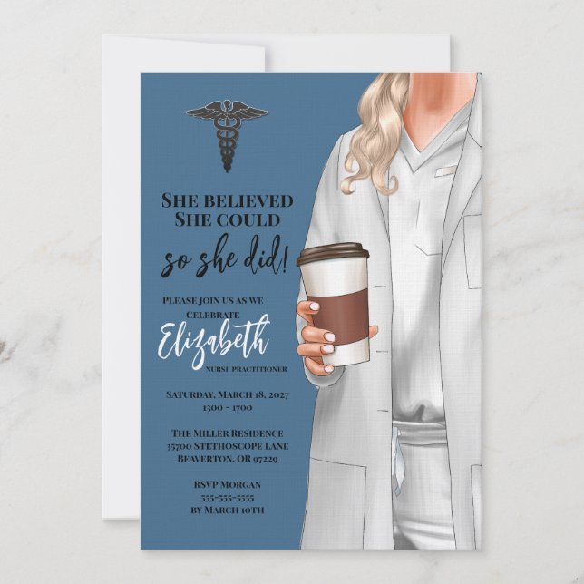 White Coat Médicale School Graduation Invitation (Devant)