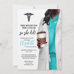 White Coat Médicale School Graduation Invitation