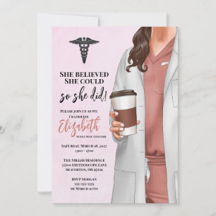 White Coat Médicale School Graduation Invitation