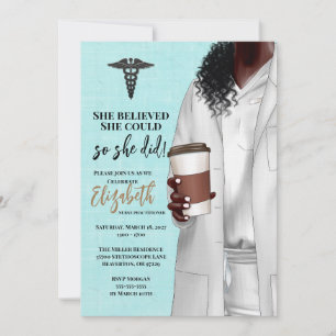 White Coat Médicale School Graduation Invitation