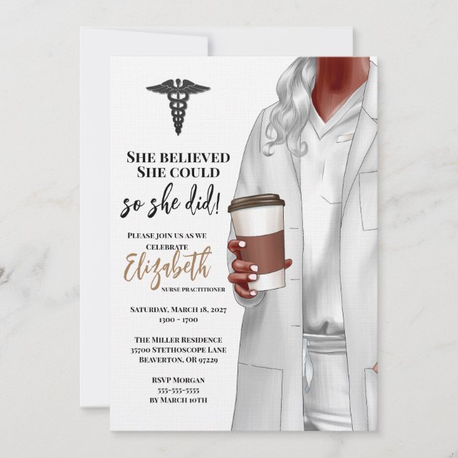 White Coat Médicale School Graduation Invitation (Devant)