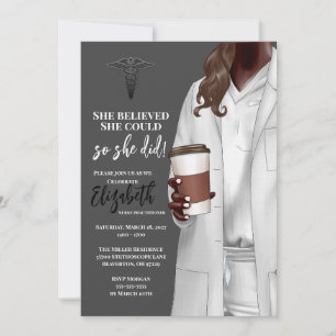 White Coat Médicale School Graduation Invitation