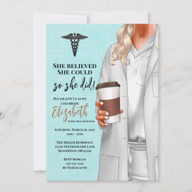 White Coat Médicale School Graduation Invitation (Devant)