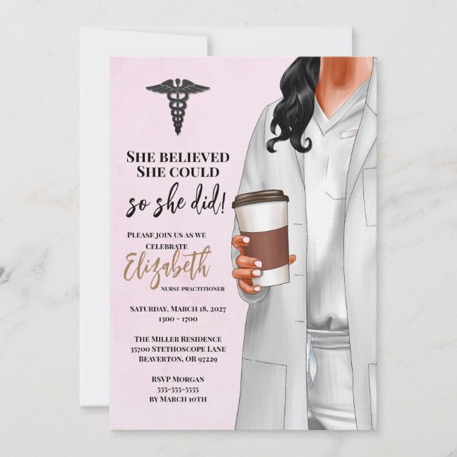 White Coat Médicale School Graduation Invitation (Devant)