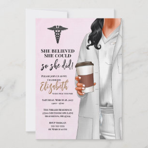 White Coat Médicale School Graduation Invitation