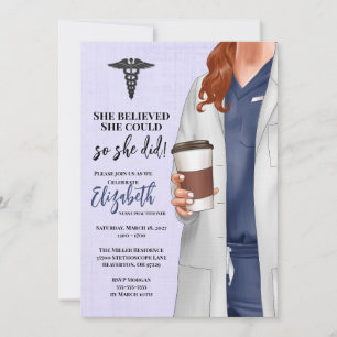 White Coat Médicale School Graduation Invitation