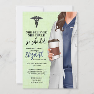 White Coat Médicale School Graduation Invitation