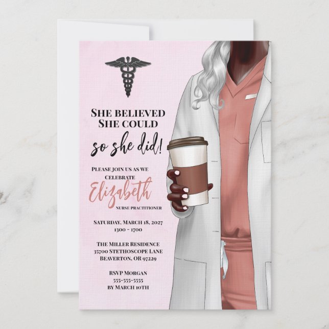 White Coat Médicale School Graduation Invitation (Devant)