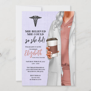 White Coat Médicale School Graduation Invitation