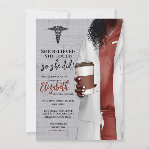 White Coat Médicale School Graduation Invitation
