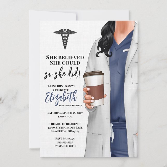 White Coat Médicale School Graduation Invitation (Devant)