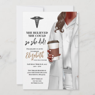 White Coat Médicale School Graduation Invitation