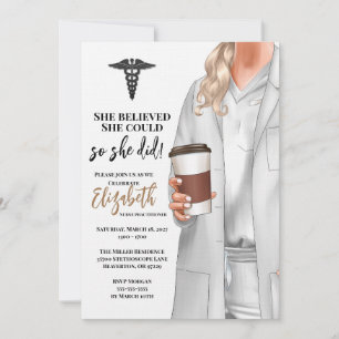 White Coat Médicale School Graduation Invitation