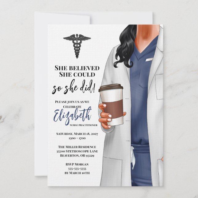 White Coat Médicale School Graduation Invitation (Devant)