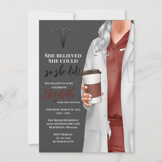 White Coat Médicale School Graduation Invitation (Devant)