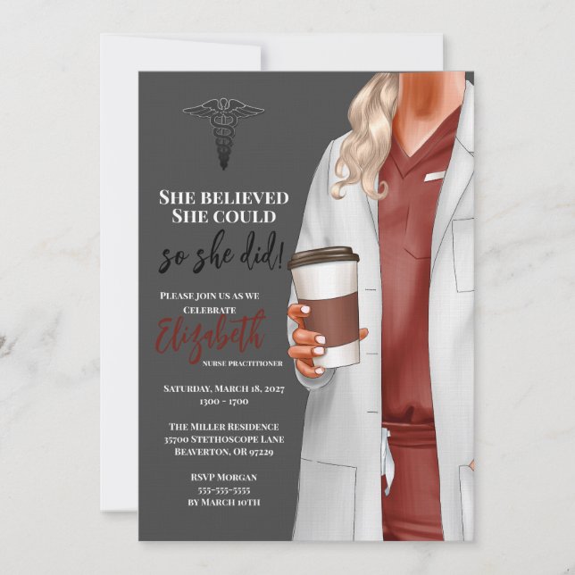 White Coat Médicale School Graduation Invitation (Devant)