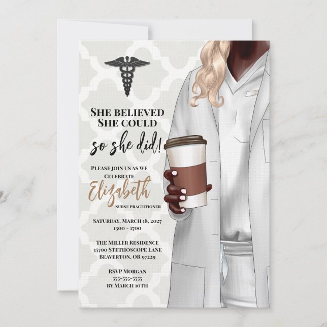 White Coat Médicale School Graduation Invitation (Devant)