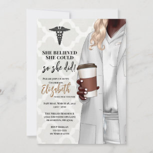 White Coat Médicale School Graduation Invitation