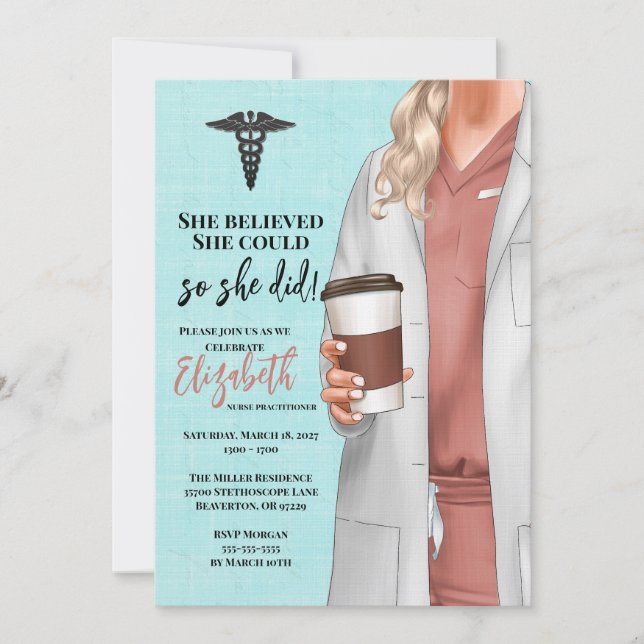 White Coat Médicale School Graduation Invitation (Devant)