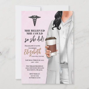 White Coat Médicale School Graduation Invitation