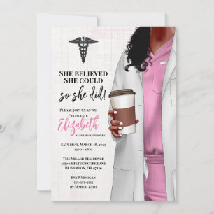White Coat Médicale School Graduation Invitation