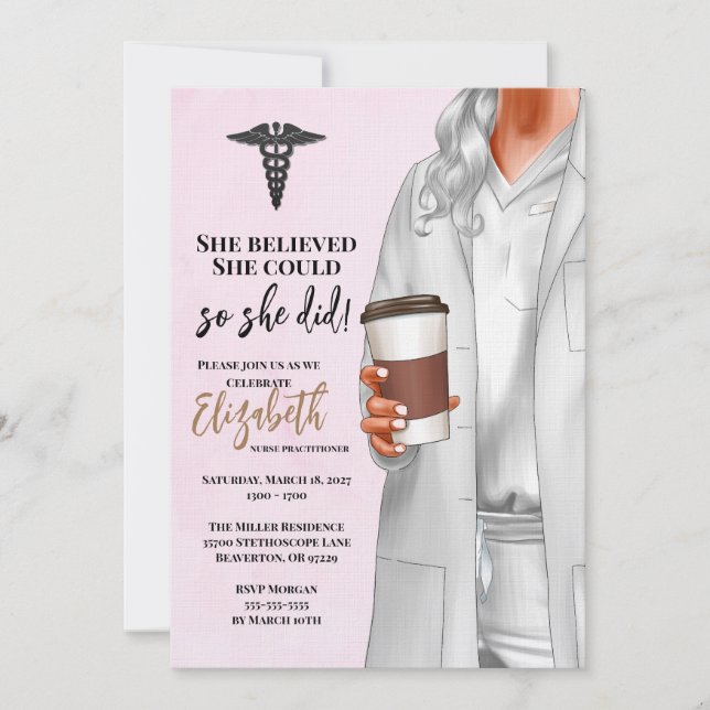 White Coat Médicale School Graduation Invitation (Devant)
