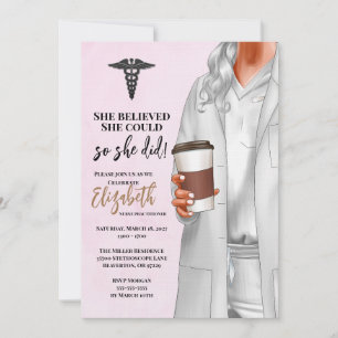 White Coat Médicale School Graduation Invitation