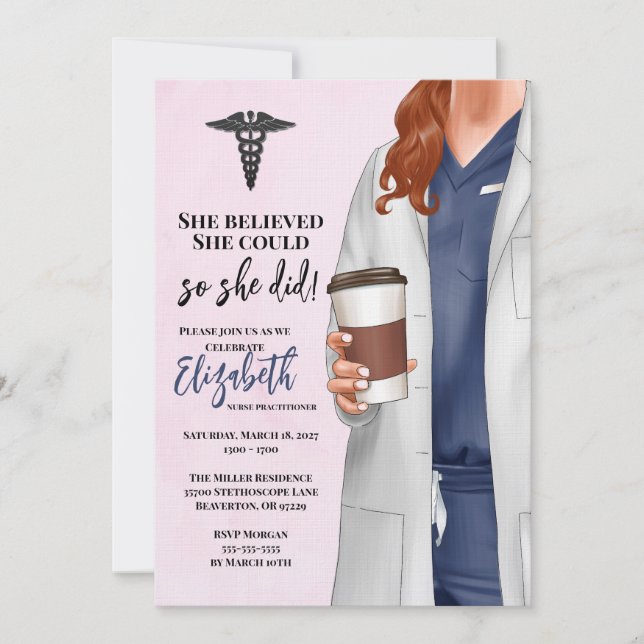 White Coat Médicale School Graduation Invitation (Devant)