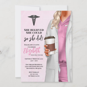 White Coat Médicale School Graduation Invitation