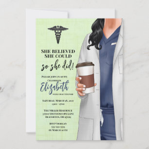 White Coat Médicale School Graduation Invitation